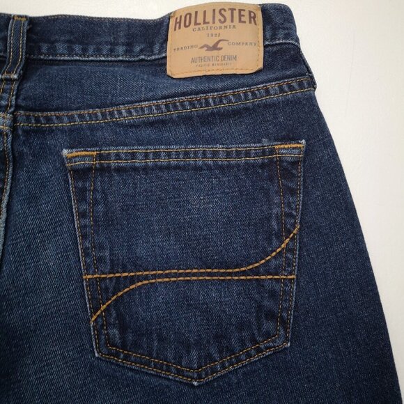 Hollister Men's Size 34/32 Dark Wash Straight Legs Blue Jeans - Picture 11 of 15